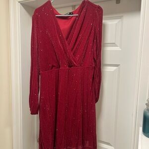 Red Long Sleeve Dress with Sparkle